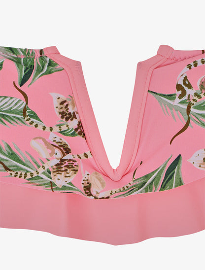 Bikini tropical à volants - Rose fluo - 3
