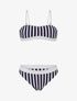 Bikini bandeau à rayures - Marine - 1