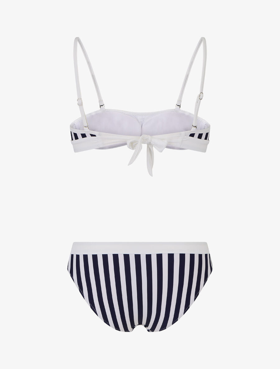 Bikini bandeau à rayures - Marine - 2
