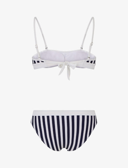 Bikini bandeau à rayures - Marine - 2