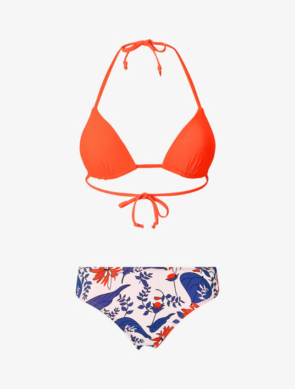 Bikini dépareillé fleuri - Orange fluo - 5