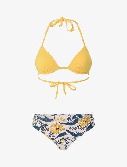Bikini dépareillé fleuri - Jaune - 1