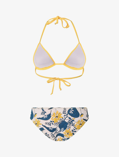 Bikini dépareillé fleuri - Jaune - 2