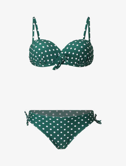 Bikini à pois et noeud - Vert foncé - 1