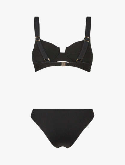 Bikini côtelé échancré - Noir - 2