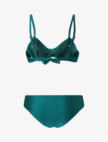Bikini satiné et plissé - Bleu canard - 2