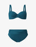 Maillot deux pièces taille haute côtelé - Bleu canard - 1