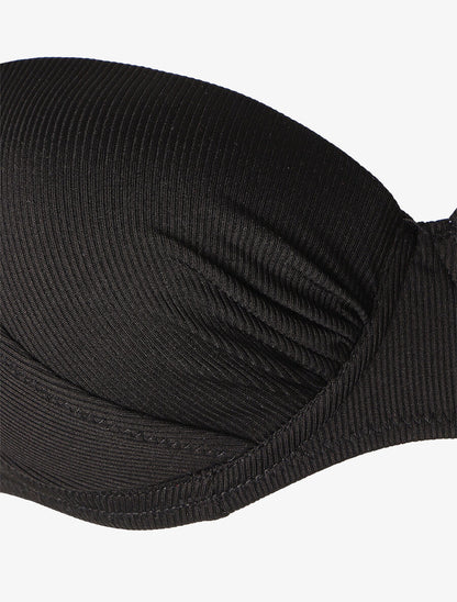 Maillot deux pièces taille haute côtelé - Noir - 3