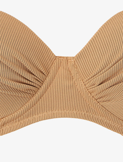 Maillot deux pièces taille haute côtelé - Beige foncé - 3