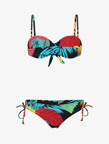 Bikini tropical torsadé - Noir - 4