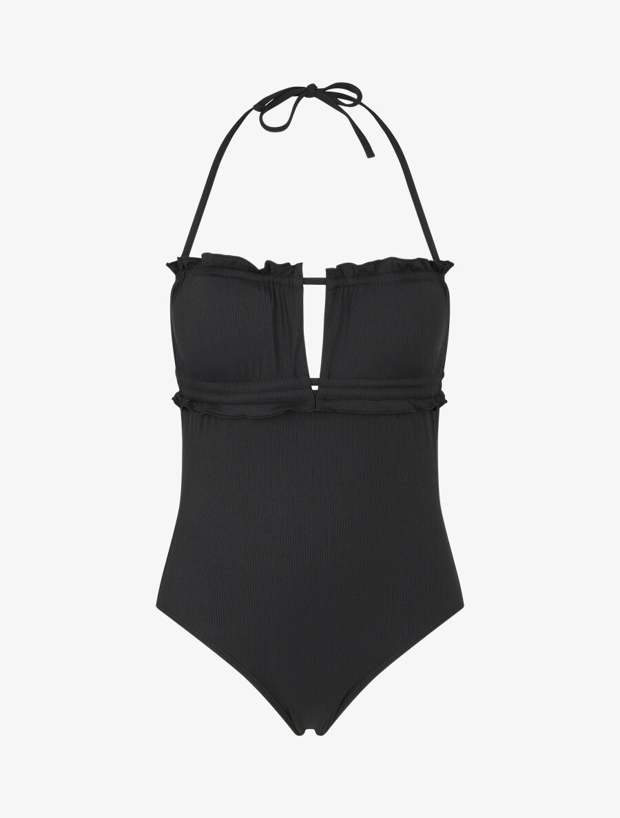 Maillot de bain une pièce à volants - Noir - 4