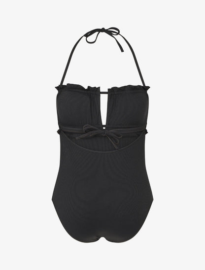 Maillot de bain une pièce à volants - Noir - 2