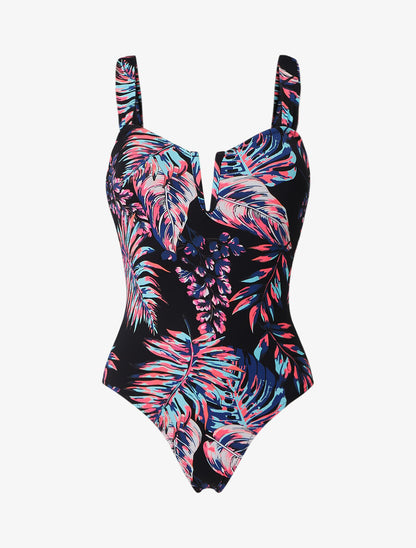 Maillot de bain imprimé plantes tropicales - Noir - 4