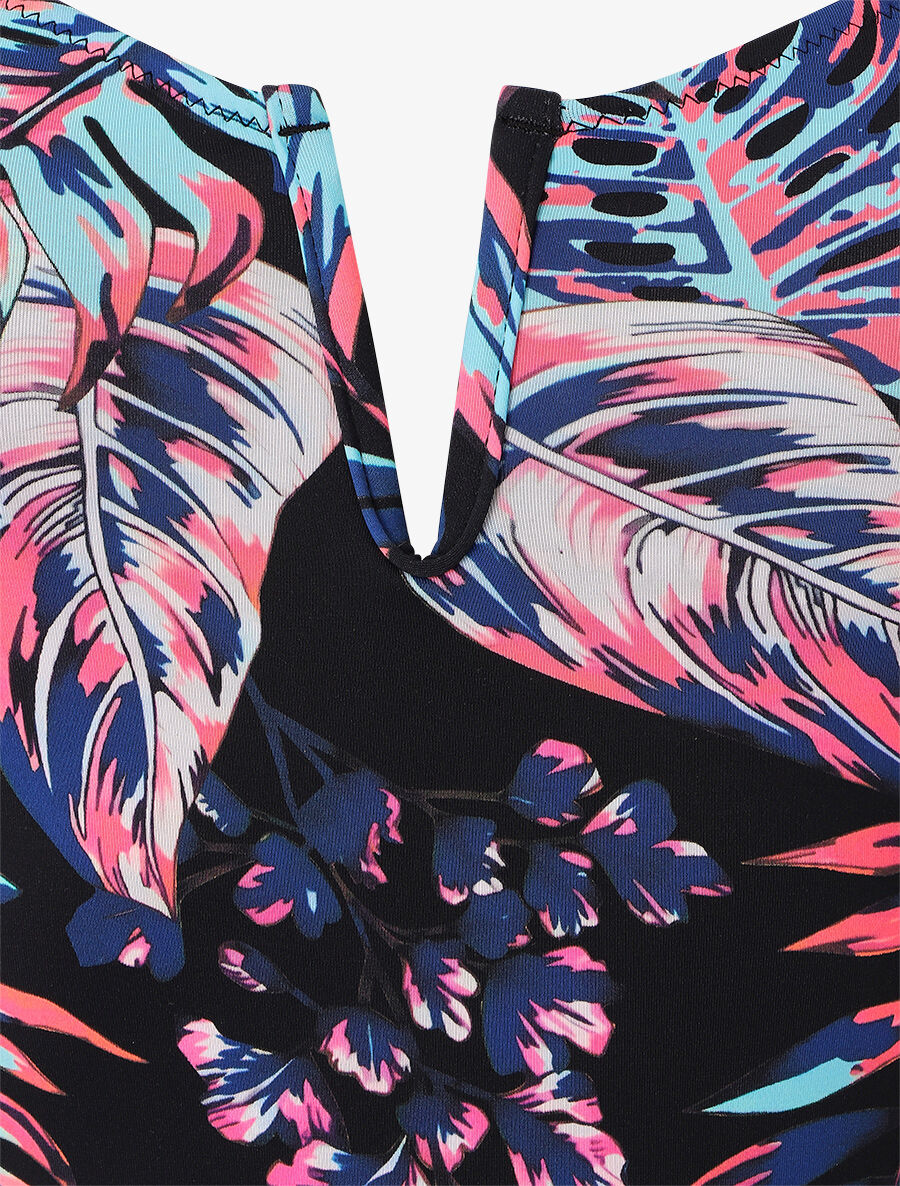 Maillot de bain imprimé plantes tropicales - Noir - 3