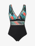 Maillot de bain tropical à liseré en tulle - Noir - 1