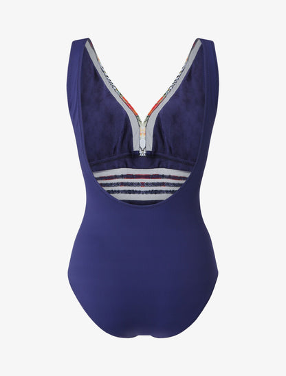 Maillot de bain tropical à liseré en tulle - Blanc - 2
