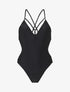 Maillot de bain ajouré à liens à nouer - Noir - 1