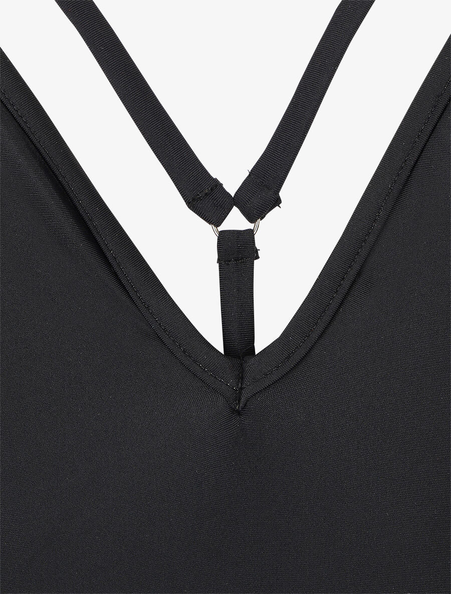 Maillot de bain ajouré à liens à nouer - Noir - 3