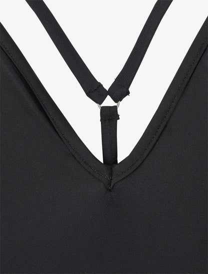 Maillot de bain ajouré à liens à nouer - Noir - 3