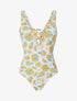 Maillot de bain en V à bordure volantée - Blanc - 1