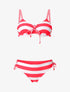 Bikini à lacet imprimé rayures - Fushia - 4