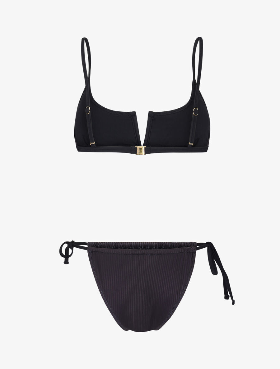 Bikini côtelé à fente - Noir - 2