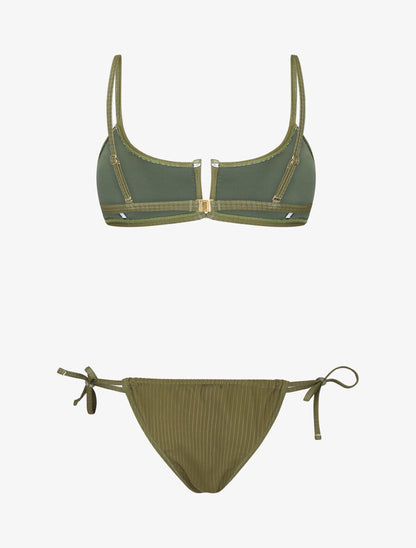 Bikini côtelé à fente - Kaki - 2