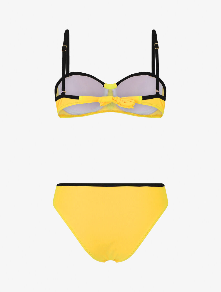 Bikini à détail strass et chouchou - Jaune citron - 2