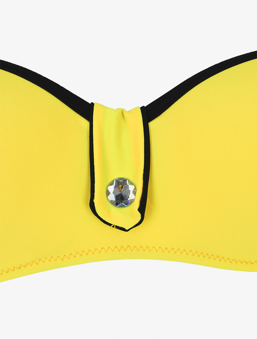 Bikini à détail strass et chouchou - Jaune citron - 3