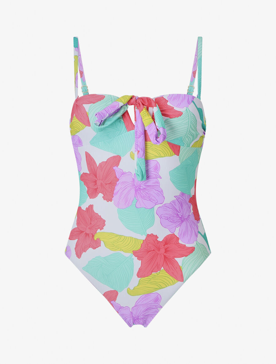 Maillot de bain imprimé grandes fleurs - Blanc - 1