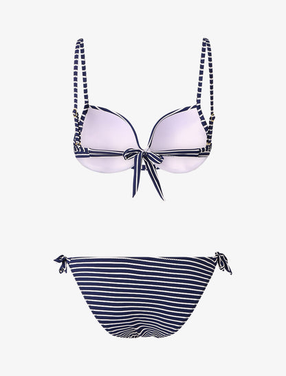 Bikini torsadé à rayures - Marine - 2