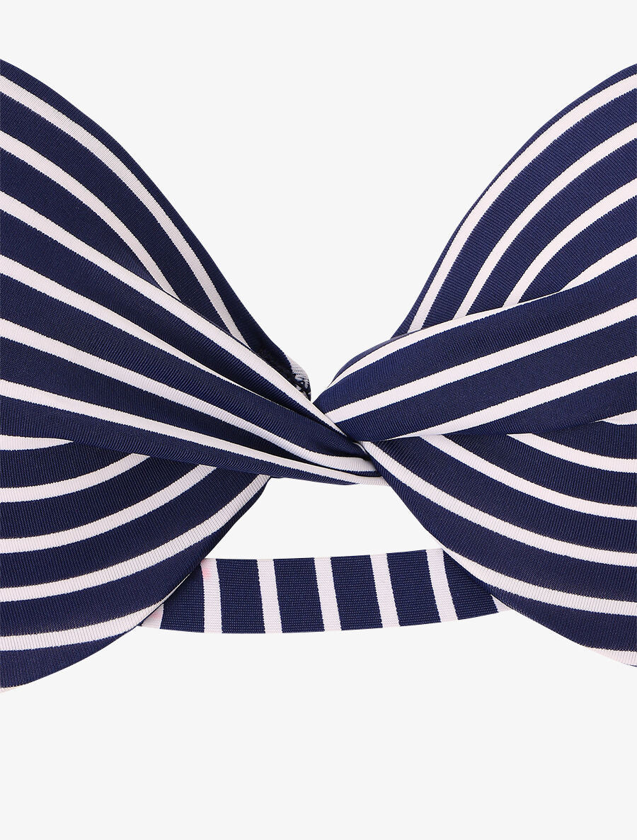 Bikini torsadé à rayures - Marine - 3