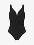 Maillot de bain une pièce côtélé à haut torsadé - Noir - 1