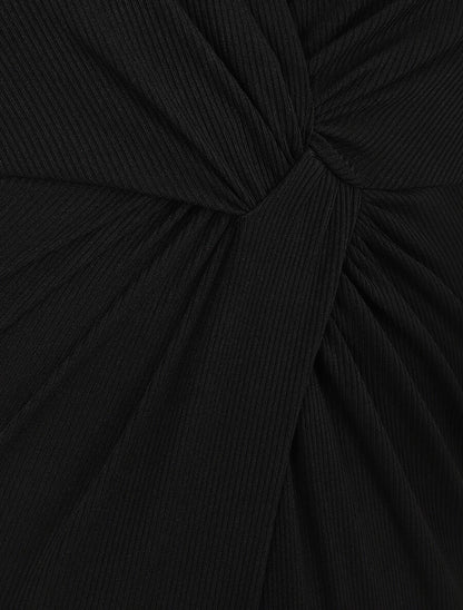 Maillot de bain une pièce côtélé à haut torsadé - Noir - 3