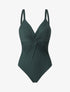 Maillot de bain une pièce côtélé à haut torsadé - Vert foncé - 4