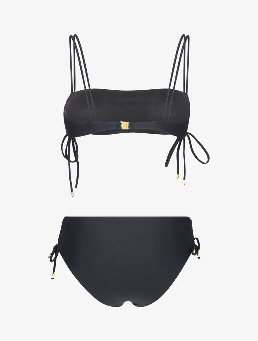 Bikini à brassière à jeu de liens - Noir - 2