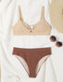 Bikini dépareillé à anneau - Beige - 1