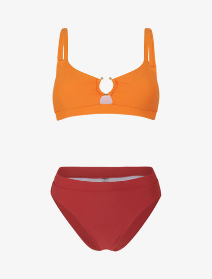 Bikini dépareillé à anneau - Orange - 5