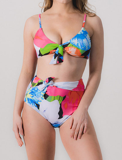 Bikini taille haute imprimé fantaisie - Noir - 4