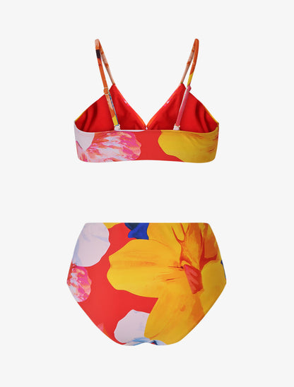 Bikini taille haute imprimé fantaisie - Rouge - 2