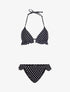 Bikini triangle à pois et volants - Noir - 4