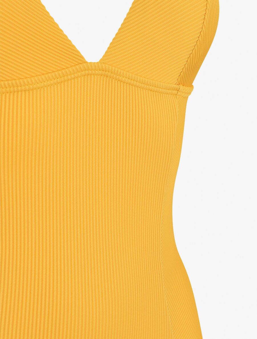 Maillot de bain côtelé à col à V - Jaune - 3