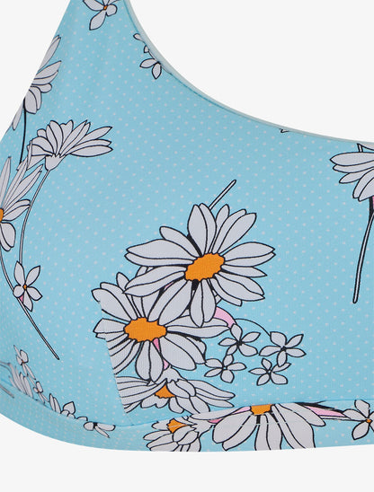 Bikini à imprimé pâquerettes et chouchou - Bleu ciel - 3
