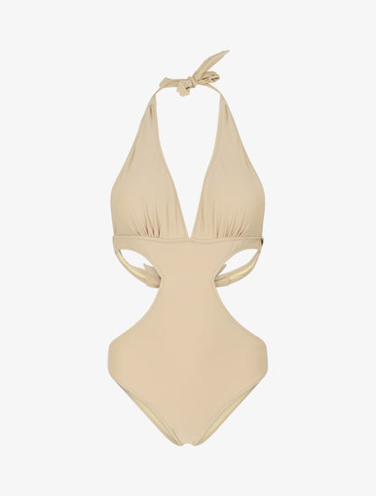 Maillot de bain échancré - Beige - 1