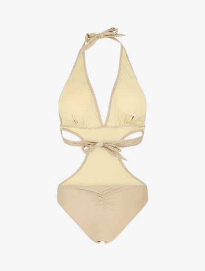 Maillot de bain échancré - Beige - 2