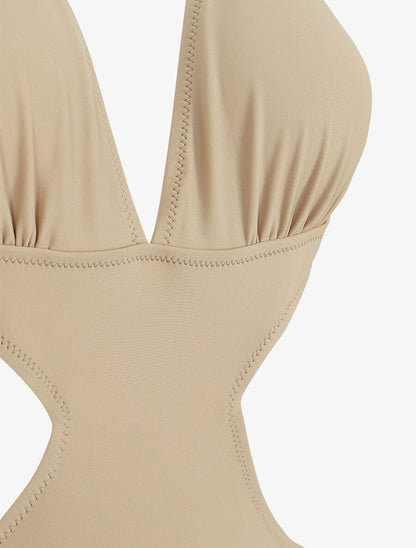 Maillot de bain échancré - Beige - 3