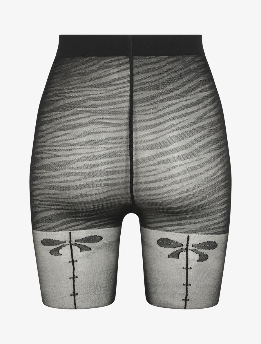 Collants en voile à motifs zèbre et nœuds - Noir - 4
