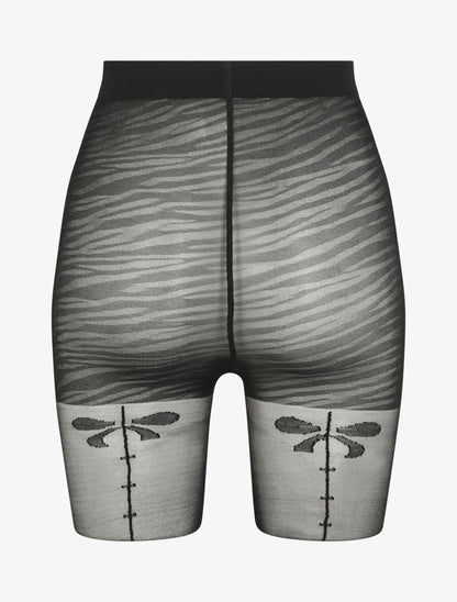 Collants en voile à motifs zèbre et nœuds - Noir - 4