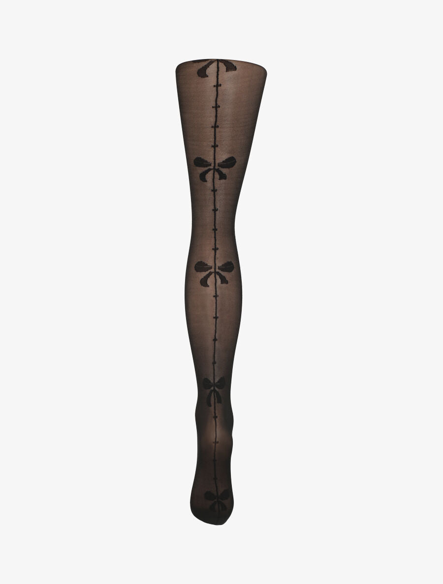 Collants en voile à motifs zèbre et nœuds - Noir - 2