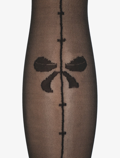 Collants en voile à motifs zèbre et nœuds - Noir - 3